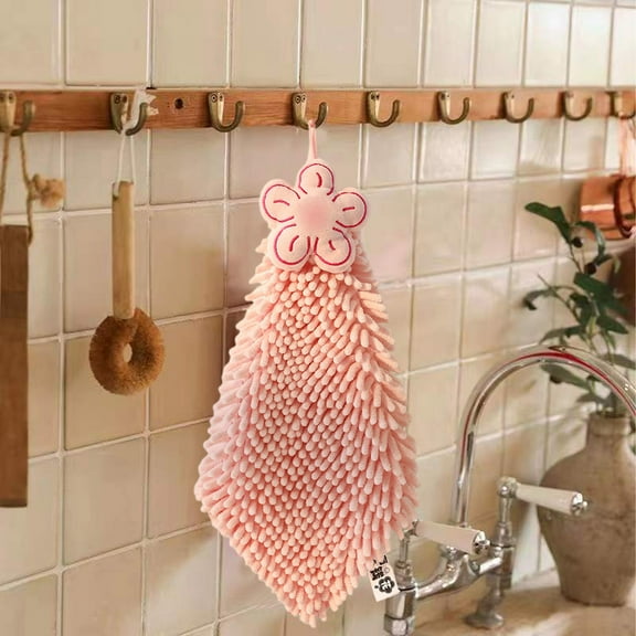 Qnjujn Cartoon Hand Towel, Hangable Absorbent Kitchen Towel for Drying Hands, Soft Polyester Cleaning Cloth for Kitchen Bathroom Use, Fun Decorative Towel for Adults and Family