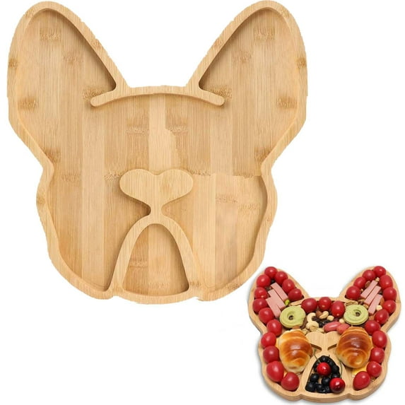 Qnjujn Dog Cheese Board, Solid Wood Dog-Shaped Charcuterie Board Cheese Serving Tray with Paw Design for Parties Kitchen Decor Gift for Pet Lovers