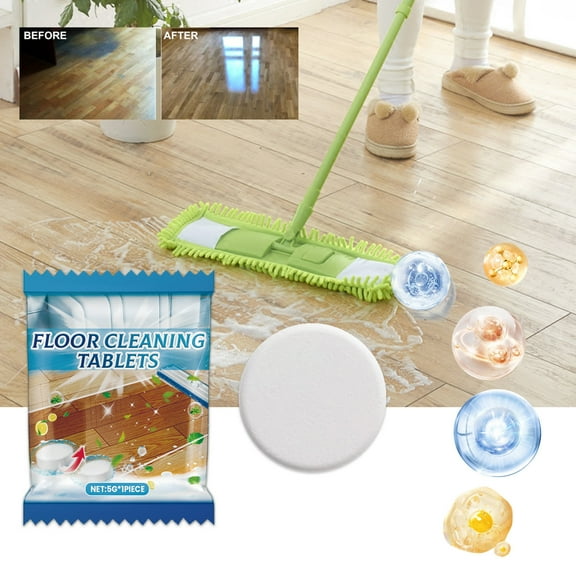 Qnjujn Floor Cleaning Tablets 6-Pack, Dissolves Stubborn Stains & Scum, Restores Shine to Tile & Hardwood, Lemon Scented, Easy Mop Application for Daily Maintenance