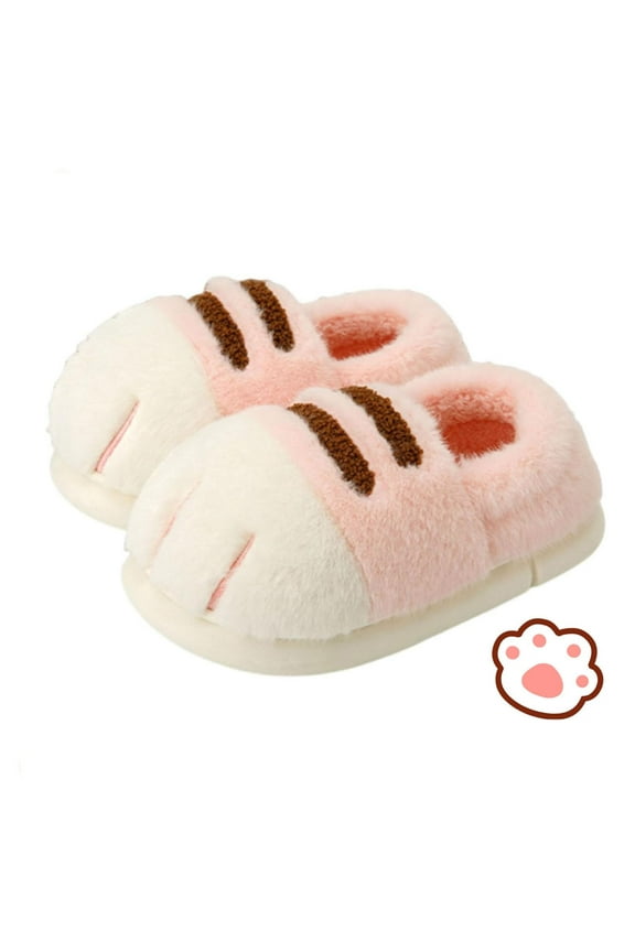 Fuzzy Cat Paw Slippers Non-Slip Indoor Outdoor House Shoes Plush Warm Comfort for Women Men Gift Pet Lovers Soft Anti-Skid Winter Booties
