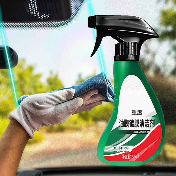 Qnjujn Glass Oil Film Remover 225ml, Streak Free Cleaner for Car Windows Mirrors, Ultra Clear Formula Enhances Visibility Safe for Tinted Glass