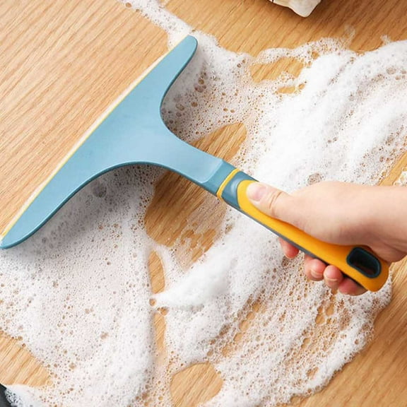 Qnjujn Glass Wiper with Curved Handle, Flexible Soft TPR Blade Bathroom Mirror Cleaner, Household Window Scraper, Ergonomic Non Slip Handle Wiper for Shower Doors Tiles Counters