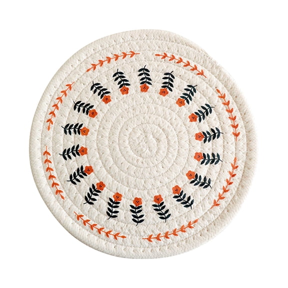 Qnjujn Heat Resistant Table Mats Set, Linen Cotton Woven Placemats for Dining Hot Pots Bowls, Anti-Scald Kitchen Countertop Protector Decor