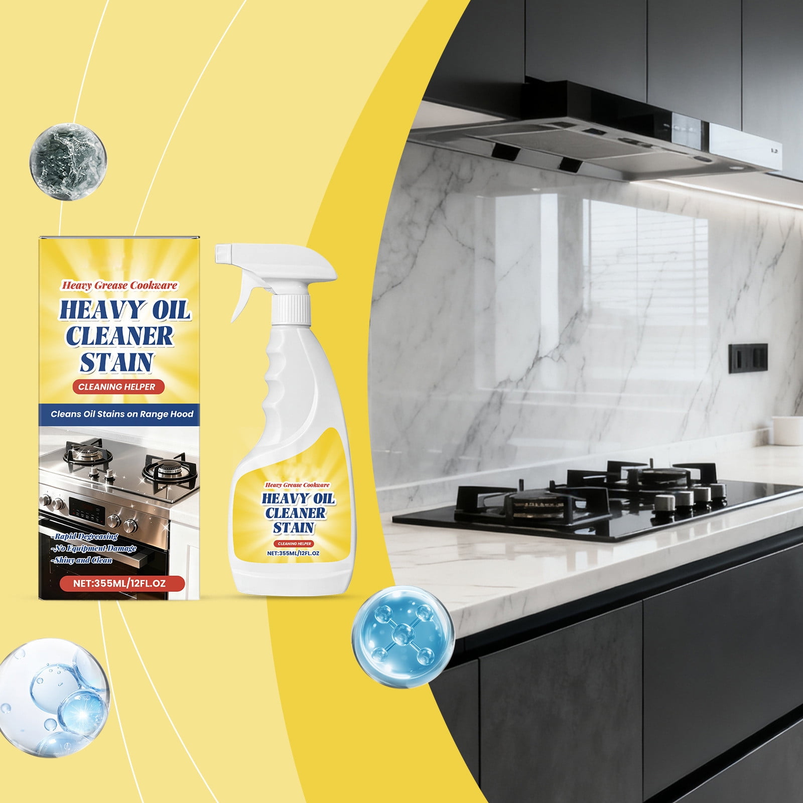 Qnjujn Heavy Grease Cleaner, Kitchen Degreaser for Ovens, Frying Pans ...