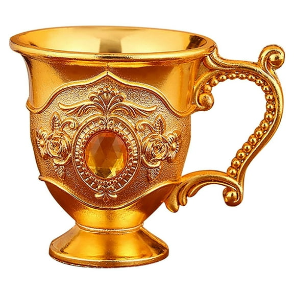 Qnjujn Household Metal White Wine Glass, Alloy Gemstone-Studded Baijiu Glasses - Elegant Metal Wine Cups with Intricate Patterns - Luxury Drinkware for Home/Bar/Gifts