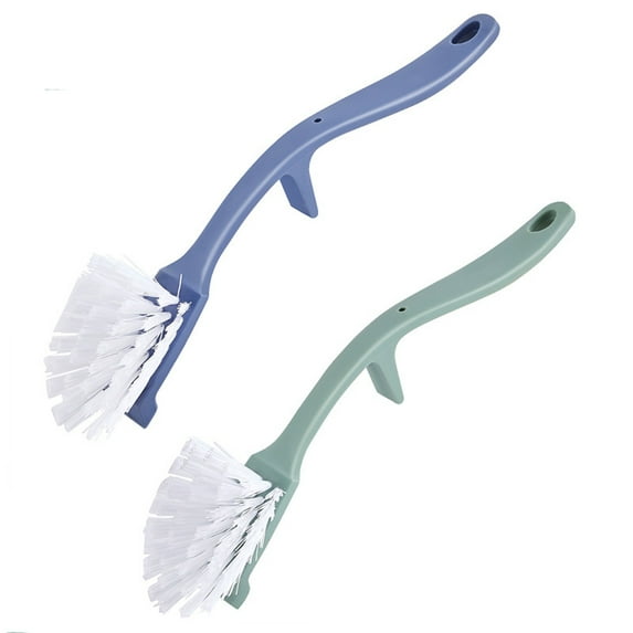 Qnjujn Kitchen Cleaning Brush Set of 2, Non Scratch Pot and Pan Scrubbers with Long Handles, Heavy Duty Bristles for Stove Sink and Cookware, Dish Cleaning Brush for Daily Use