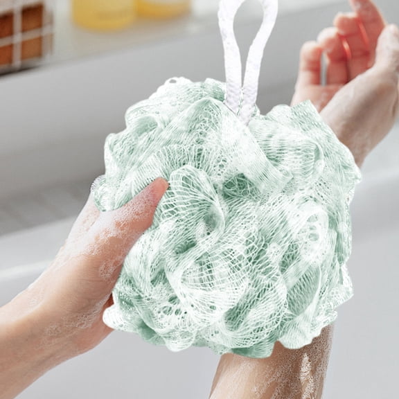 Qnjujn Large Bath Loofah Sponge, Cute Flower Shower Pouf and Bath Rub Back Scrubber, Soft Mesh Foaming Bath Sponge for Gentle Exfoliating and Body Cleaning with Rope for Easy Hang