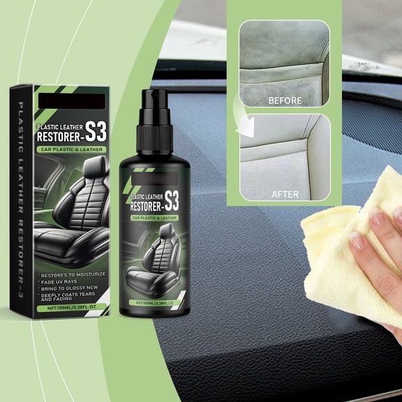 Qnjujn Car Leather Retreading Agent, High-Gloss Restorer for Seats & Dashboards, UV Protection & Anti-Crack Formula, Quick-Drying, 100ml