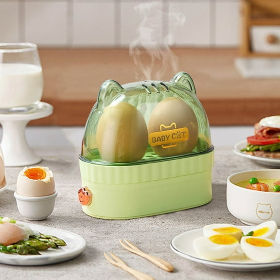 Qnjujn Mini Automatic Egg Steamer Cooker - Dorm Office Travel Breakfast Maker - 360° Steam Cooking with Power Off Protection for Soft/Hard Boiled Eggs