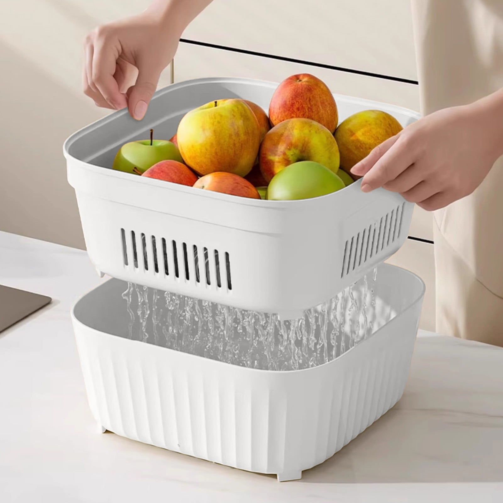 Qnjujn Mini Kitchen Drain Container, Compact Vegetable Washer Fruit ...