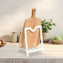 Qnjujn Multi-Purpose Vertical Paper Towel Holder, Space Saving Kitchen Organizer Stand for Napkins Magazines Cutting Boards Pot Lids, Sturdy ABS Plastic Desktop Storage Solution