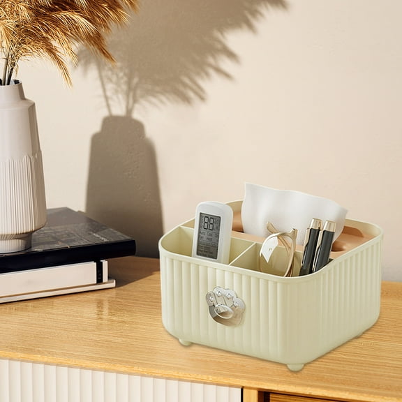 Qnjujn Multifunctional Tissue Storage Box with Remote Control Holder, Desktop Organizer for Living Room, Bedroom, Office, Car, Keep Essentials Neat & Clutter-Free, Stylish & Durable Design