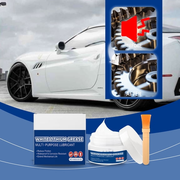 Qnjujn Multipurpose Lubricating Grease High Temperature Resistant, Reduce Friction Wear Improve Mechanical Efficiency, Water Resistant Long Lasting Protection with Brush for Auto Machinery Parts 100g