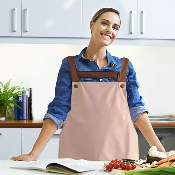 Qnjujn Oil-Resistant Waterproof Cotton Apron, Adjustable Bib Cooking Baking Apron with Pockets, Unisex Chef Apron for Grilling Cleaning Restaurant Home Kitchen