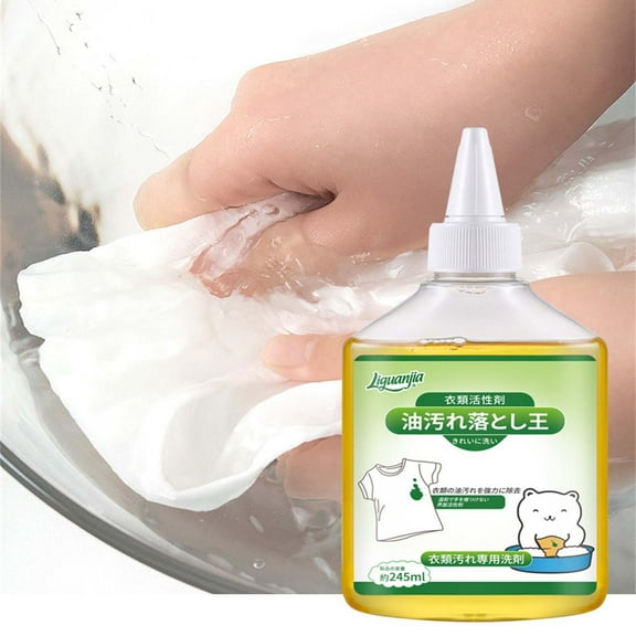 Qnjujn Oil Stain Laundry Detergent, Pre Wash Treatment for Grease and Food Stains, Laundry Detergent, Plant Based Concentrated Formula, 245ml Bottle for Collars Cuffs Delicate Fabrics