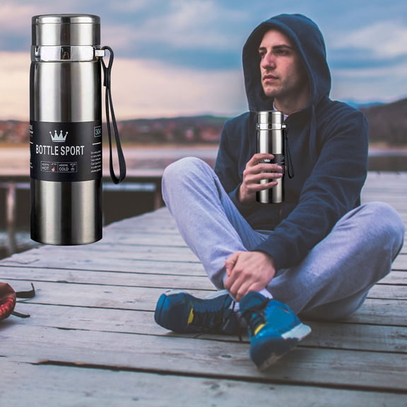 Qnjujn Portable Insulated Stainless Steel Drink Cup 1000ml, Vacuum Thermos for Hot and Cold Drinks, Outdoor Travel Mug for Hiking, Camping, and Daily Use, Leak-Proof, Durable Beverage Bottle