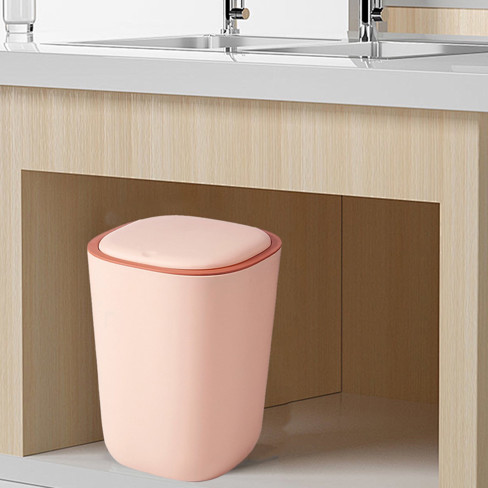 Qnjujn Silent Opening And Closing Lid Trash Can Bathroom Bedroom Office ...