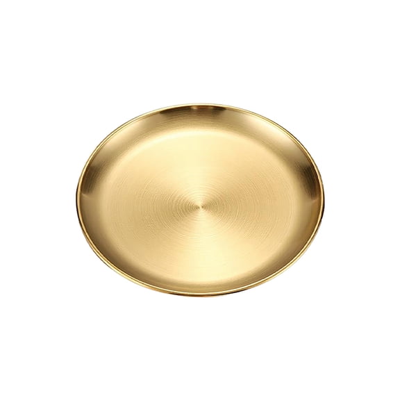 Qnjujn Stainless Steel Barbecue Serving Plate, Thickened Round Dessert and Steak Dish for Home and Restaurant Use, Stackable Metal Dinner Plate for BBQ Pasta and Western Cuisine Serving