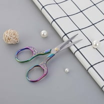 Qnjujn Stainless Steel Electroplated Scissors Carved Floral Design for Home Office Sewing Thread Cutting Rust-Resistant Decorative Craft Scissors