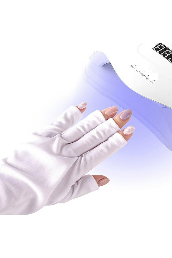 UV Protection Gel Nail Lamp Gloves for Women Men, Breathable Stretchy Fingerless Manicure Gloves Thermal Quick-Dry Shield Gloves for Nail Art Drying Salon Use Running Driving Outdoor Hand Care