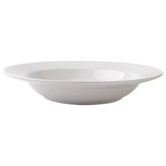 Qnjujn White Dinner Plates Set of 3, European Style Pasta Plates with Textured Rim, Western Dinner Dish Set for Steak Salad Soup Dessert, Hotel Restaurant Tableware for Home Kitchen Dining Decor
