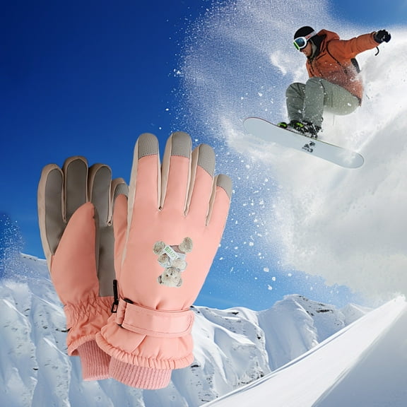 Qnjujn Winter Warm Womens Gloves, Touchscreen Padded Cycling Gloves with Non-Slip Grip, Thickened Cold Wind Proof Ski Gloves for Outdoor Sports, Waterproof Thermal Gloves for Students and Women