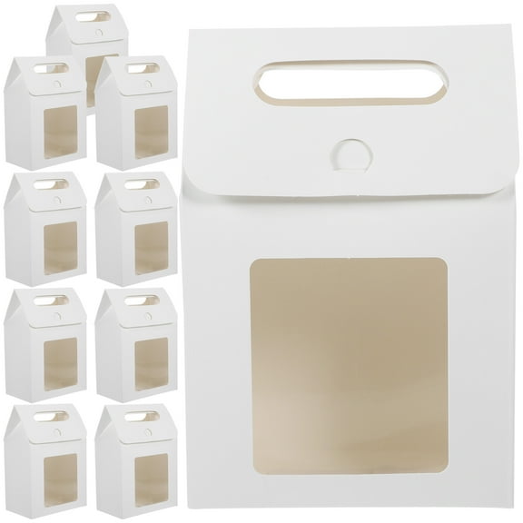 Qnmwood 10pcs Portable Cupcake Gift Boxes with Clear Window and Handle