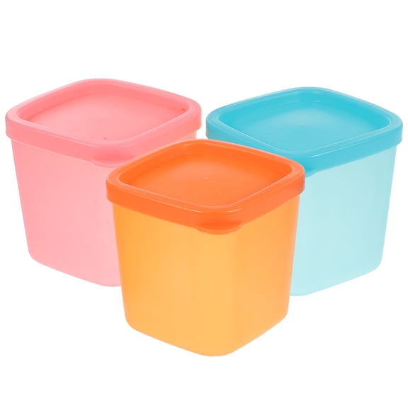 Qnmwood 3pcs Reusable Ice Cream Containers with Lids - Round Freezer Storage Tubs