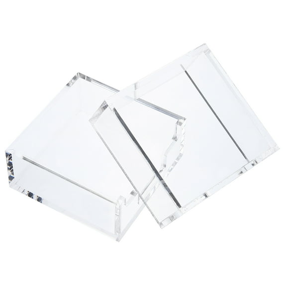 Qnmwood Acrylic Memo Holder Cube with 2 Memo Pad Dispensers