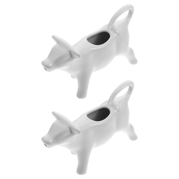 Qnmwood Ceramic Cow Cream Pitcher with Handle - 40ML