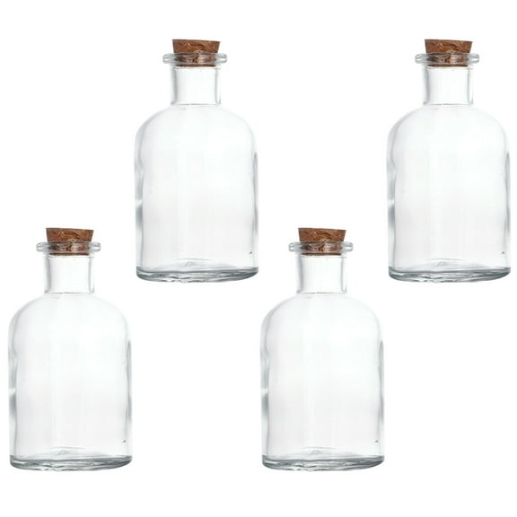 Qnmwood Clear Glass Bottles with Cork Stoppers 125ml (4pcs)
