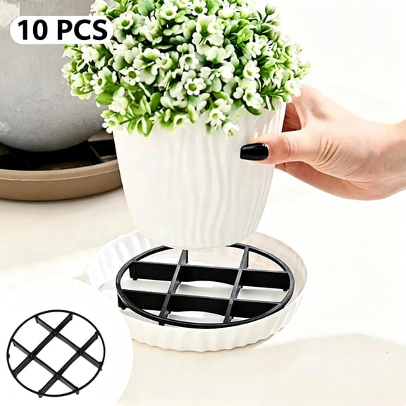 Qocolcyl Under $1 10 PCS Plastic Round Flower Pot Riser Feet, Breathable Elevated Plant Pot Base Support Prevent Root Rot & Standing Water Indoor Outdoor Planter Tray Stand