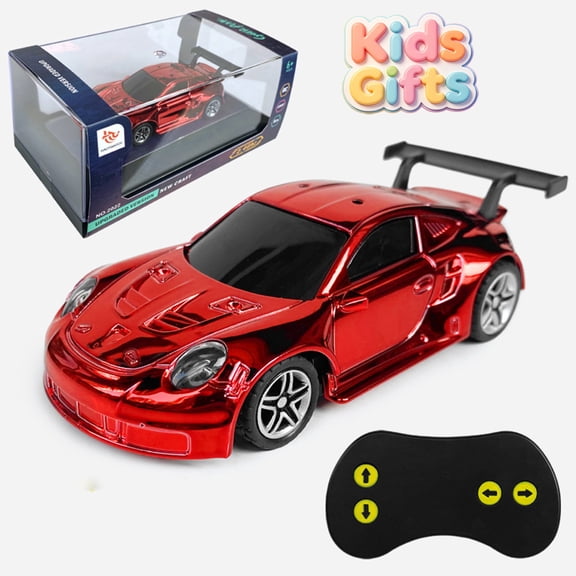 Qocolcyl 1:18 Mini Plated RC Race Car, 2.4G Wireless Pocket Remote Control Sports Car, Rechargeable High Speed Simulation Model Toy, Indoor Christmas Birthday Gift for Kids Boys Girls Ages 4+