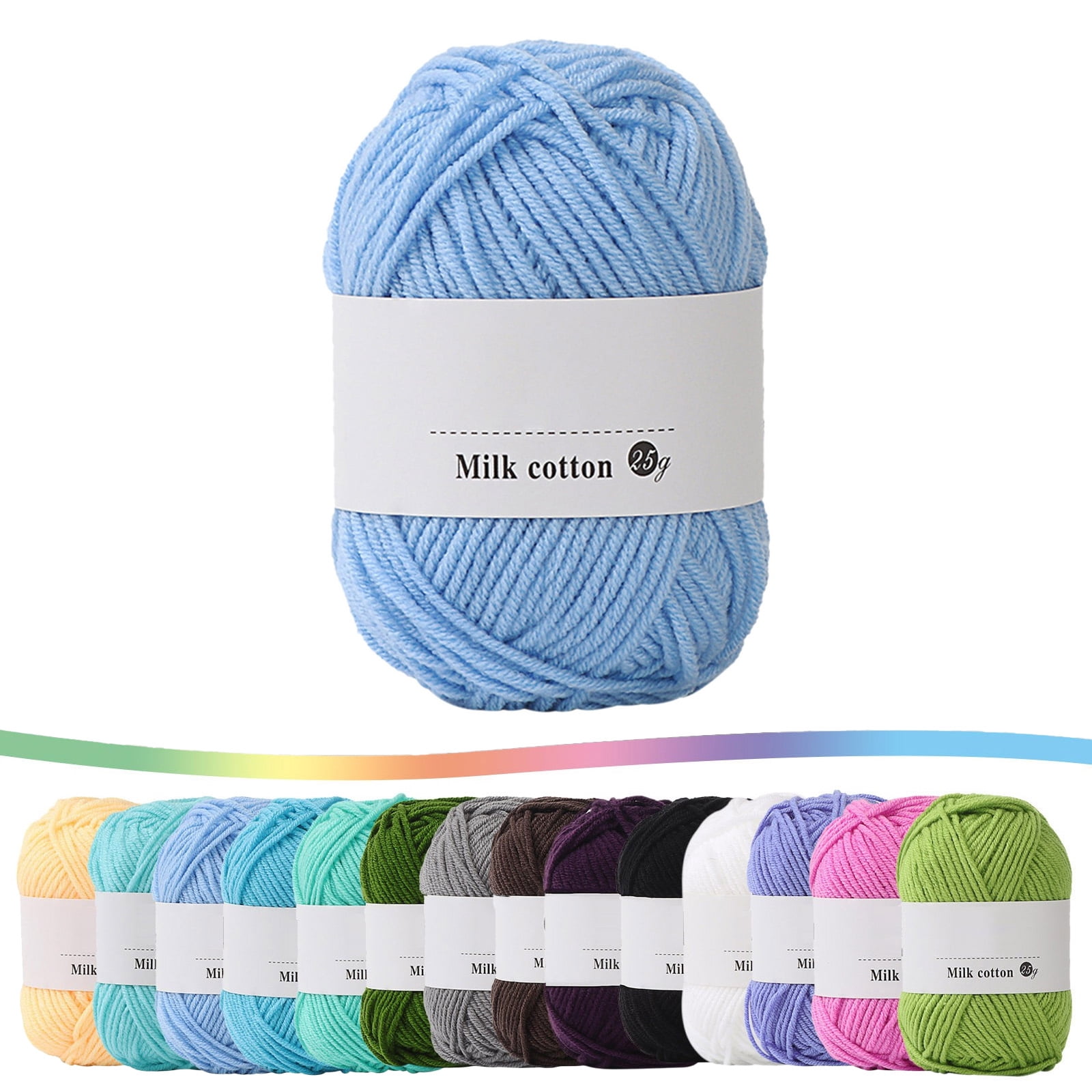 Qocolcyl Under $1 25g 4‑Ply Solid‑Color Milk Cotton Yarn for Crocheting ...
