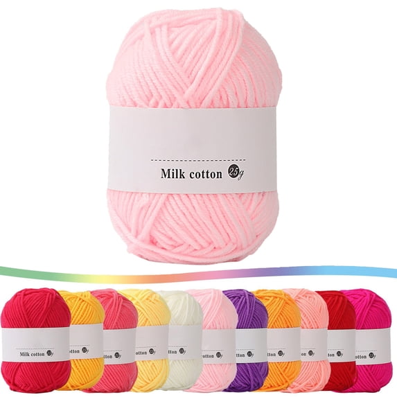 Qocolcyl Under $1 25g 4‑Ply Solid‑Color Milk Cotton Yarn for Crocheting, Soft Medium‑Weight Knitting Thread, DIY Craft Yarn for Amigurumi Dolls, Hats, Scarves, Flowers & Handmade Decor Projects