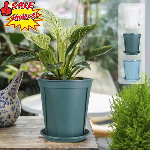 Qocolcyl Under $1 4.72 Inch Air Root Pruning Plastic Plant Pot with Saucer, Drainage Hole Modern Nursery Flower Planter for Succulent Cactus Herb Indoor Outdoor,Blue