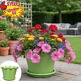 thumbnail image 1 of Qocolcyl Under $1 6.29in Ruffled Wave Rim Plastic Planter with Drainage Tray, Decorative Flower Pot for Lily Indoor Outdoor Patio Garden Planting,Green, 1 of 6