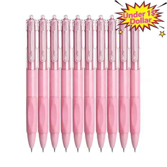 Qocolcyl Under 1 Dollar 10 PCS Retractable Gel Pens,0.5mm Fine Point, Black Ink,Smooth Writing Quick Dry Refillable Pens,Non-Slip Grip Gel Pens for Back to Classroom, Office,Journaling & Daily Use