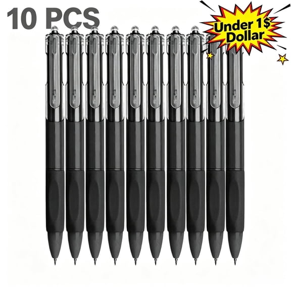 Qocolcyl Under 1 Dollar 10 PCS Retractable Gel Pens,0.5mm Fine Point, Black Ink,Smooth Writing Quick Dry Refillable Pens,Non-Slip Grip Gel Pens for Back to Classroom, Office,Journaling & Daily Use