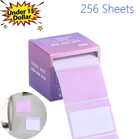 Qocolcyl Under 1$ Dollar 256 Sheets Pull Out Sticky Notes, Drawer Style Index Labels, Colorful Removable Notes for Book File Marking, Classroom Office Home Stationery,Purple