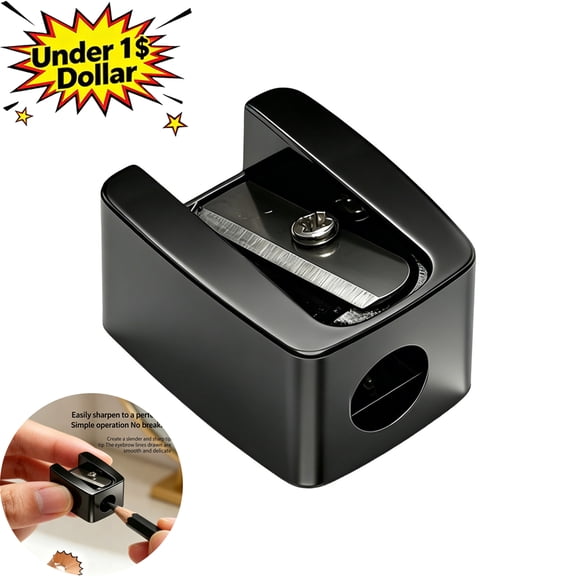 Qocolcyl Under 1 Dollar 4 Pack Mini Pencil Sharpener, Stainless Steel Blade Sharpener for Eyebrow/Lip Liner & Wooden Pencils, Compact Portable Sharpener for Makeup, Office & Classroom Supplies,Black
