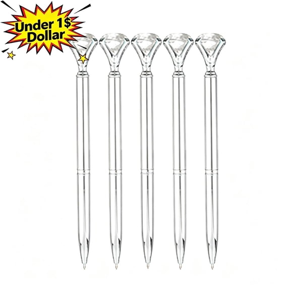 Qocolcyl Under 1 Dollar Diamond Ballpoint Pens, Shiny Metallic Rotating Core Black Pens, Slim Decorative Writing Pens for Classroom, Office, Journaling and Gift, Multicolor Options