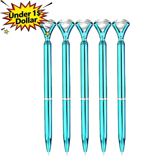 Qocolcyl Under 1 Dollar Diamond Ballpoint Pens, Shiny Metallic Rotating Core Black Pens, Slim Decorative Writing Pens for Classroom, Office, Journaling and Gift, Multicolor Options