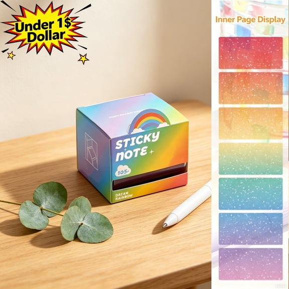 Qocolcyl Under 1$ Dollar Gradient Pull Out Sticky Notes, Printed Tearable Note Paper Box, Portable Large Capacity Memo Labels for Classroom Office Daily Journal