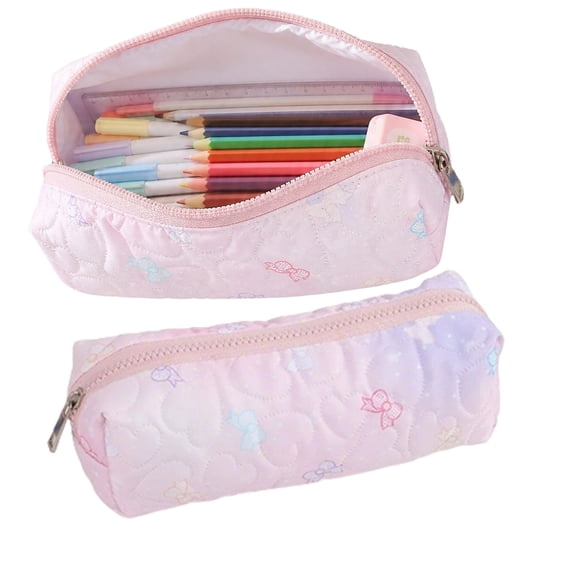 Qocolcyl Under 1 Dollar Large Capacity Cloth Pencil Case & Pencil Box, Multi-purpose Storage Pouch, Portable Makeup Organizer Bag, Lightweight Travel Pouch for Classroom, Office & Home,Pink
