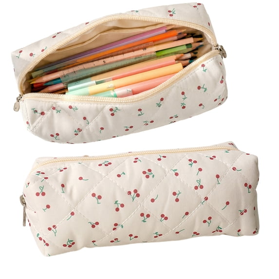 Qocolcyl Under 1 Dollar Large Capacity Floral Pencil Case & Pencil Box, Cloth Pouch, Multi-purpose Makeup Organizer, Portable Travel Storage Bag for Classroom, Office, Home