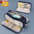 thumbnail image 1 of Qocolcyl Under 1$ Dollar Navy Pencil Case, Large Capacity Multi-layer Oxford Cloth Pencil Box, Japanese Korean Style Stationery Organizer, Portable Pen Box for Classroom, Office & Travel, 1 of 6