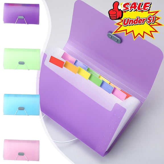 Qocolcyl Under $1 File Folder, Document Folder, Document Organizer, Multi Layer PP Plastic Storage Box Large Capacity Portable Receipt Bill Coupon Accordion File for Office Home Travel Use,Blue