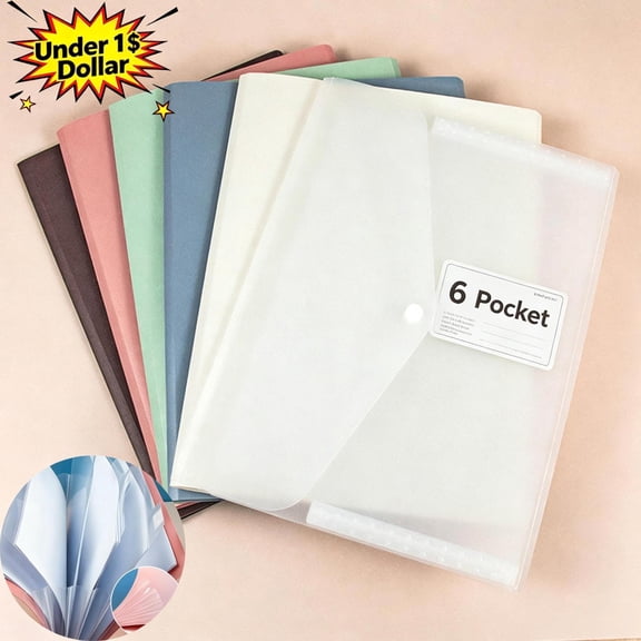 Qocolcyl Under 1$ File Folder Document Folders, 6 Pocket Accordion Expanding File Bag, Multicolor Thick Plastic Portable Document Organizer for Office Classroom A4 Paper Contract Receipt Filing,Green