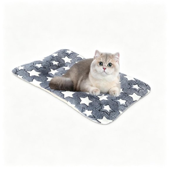 Qocolcyl 100% Cotton Double Sided Warm Dog Cat Blanket,Thickened Winter Calming Pet Sleeping Mat 19x13in, Machine Washable Stain Resistant Kennel Cushion, Multi Star Paw Print Patterns For Small Pets
